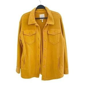 Avec Les Filles Yellow Soft Utility Jacket Shacket Relaxed Fit French Terry M